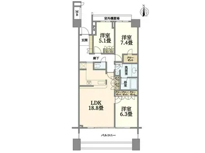 大森プロストシティレジデンス(3LDK/19階)の間取り写真