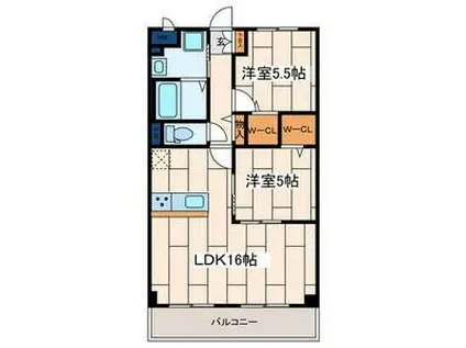 大和市西鶴間3丁目マンション(2LDK/5階)の間取り写真