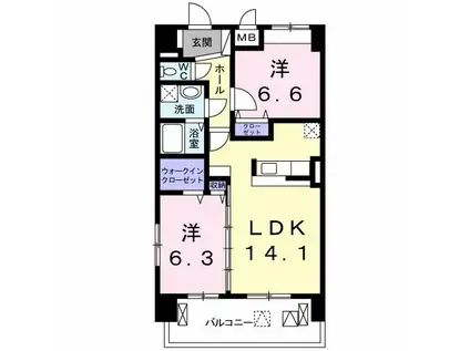 天神 戎 長柄(2LDK/2階)の間取り写真