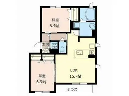芦屋東山APARTMENTS(2LDK/1階)の間取り写真