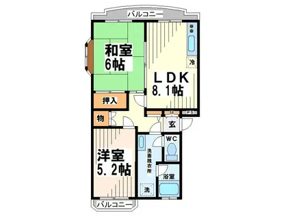 レジデンス八雲台(2LDK/1階)の間取り写真