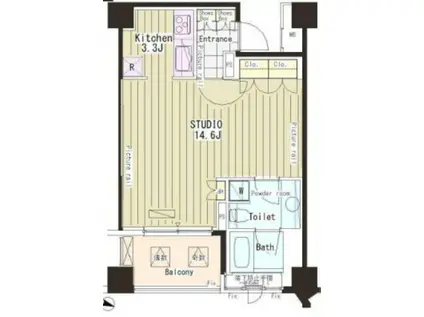 パークアクシス恵比寿(1K/4階)の間取り写真