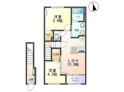 エトワール キリ(2LDK/2階)の間取り写真