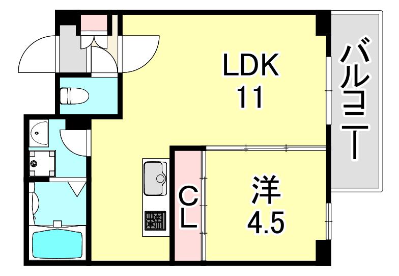 アリビラ六甲(1LDK/2階)の間取り写真