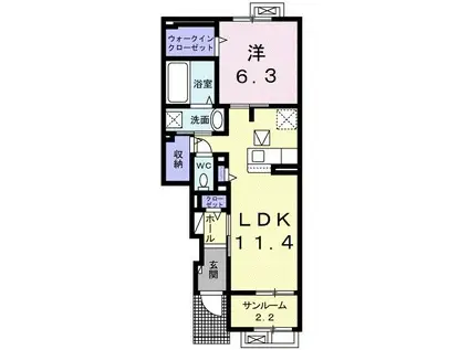 マロングローブイン軽井沢(1LDK/1階)の間取り写真