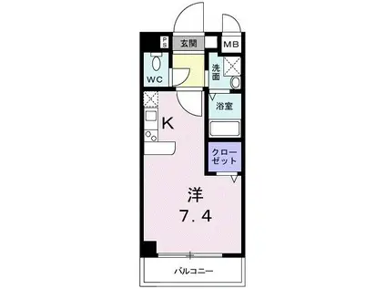 アウローラ冨士(1K/5階)の間取り写真