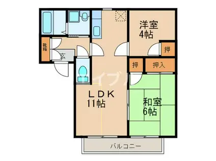 ポレールI(2LDK/2階)の間取り写真