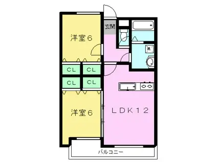 RITZ菊陽(2LDK/5階)の間取り写真