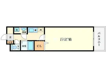 ベルシモンズ桜川(1K/7階)の間取り写真