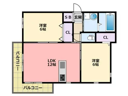 ノースコート学文(2LDK/3階)の間取り写真