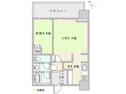 西新宿 タワーマンション 高層階 1LDK(1LDK/13階)の間取り写真
