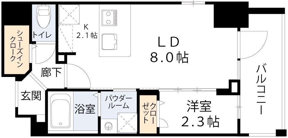 JMFレジデンス海老江(1LDK/12階)の間取り写真