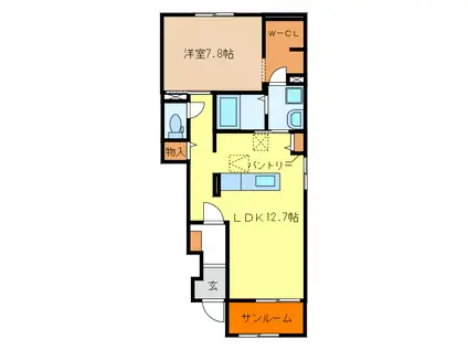 アドヴァン(1LDK/1階)の間取り写真