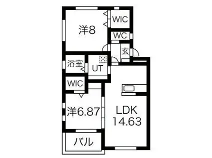 カサアストーン(2LDK/1階)の間取り写真