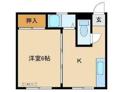富山マンション(1K/2階)の間取り写真
