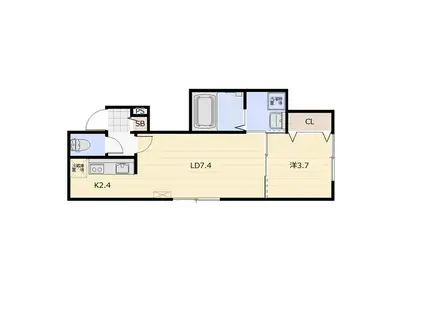 恵庭市住吉町2丁目AP(1LDK/2階)の間取り写真