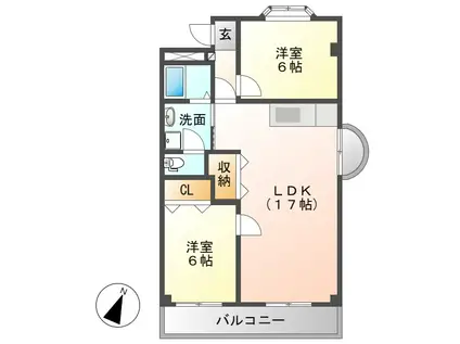 グリーンアップル(2LDK/3階)の間取り写真
