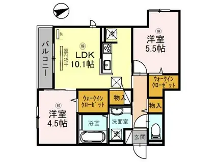 D-ROOM北斎(2LDK/3階)の間取り写真