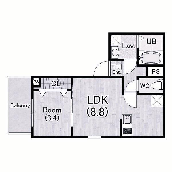 ジーメゾン西二見リュクス(1LDK/2階)の間取り写真
