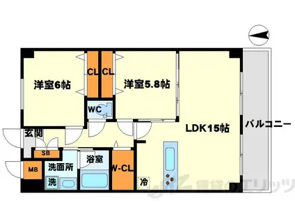 アンフィニXII江坂ガーデン(2LDK/7階)の間取り写真