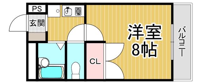 サンハイツ甲陽園(1K/2階)の間取り写真