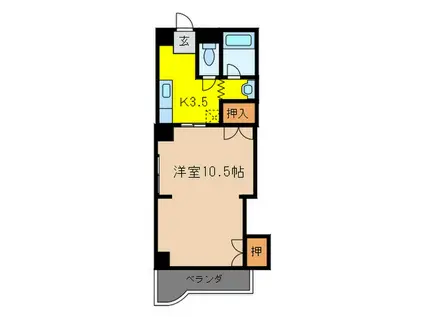 若松ハイツ(1K/1階)の間取り写真