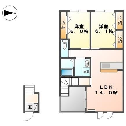 グランアセット上山(2LDK/2階)の間取り写真