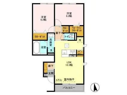 つくばエクスプレス 流山セントラルパーク駅 徒歩16分 2階建 築8年(2LDK/1階)の間取り写真