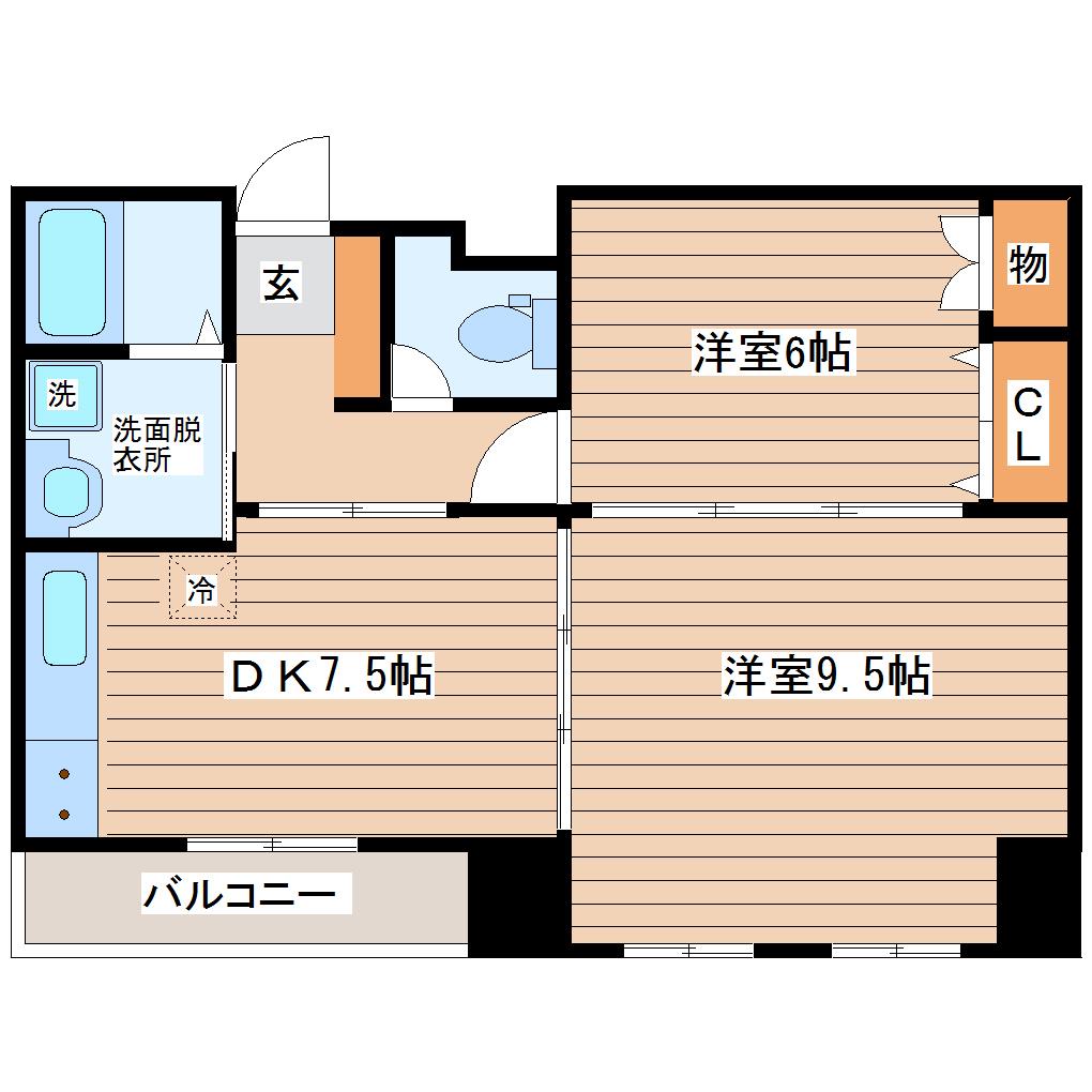 HF仙台レジデンスイースト(2DK/12階)の間取り写真