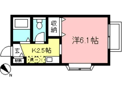 アンジェリーク ヴィル(1K/1階)の間取り写真