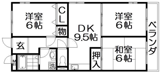 ラクシュリアント(3DK/2階)の間取り写真
