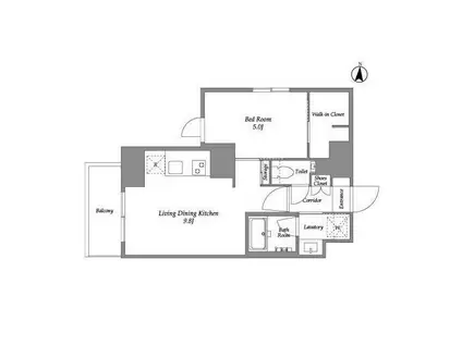 ウエリスアーバン住吉イースト(1LDK/5階)の間取り写真