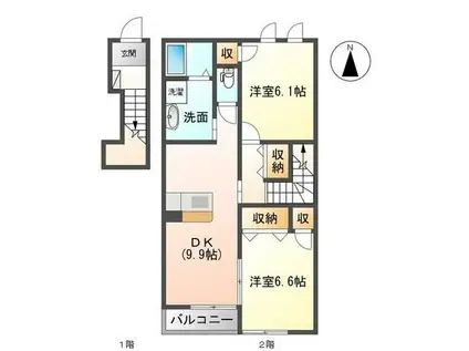 エメリー・パレス(2DK/2階)の間取り写真