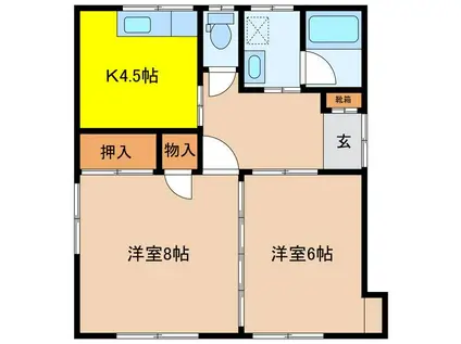 ハイツダンディー(2K/2階)の間取り写真