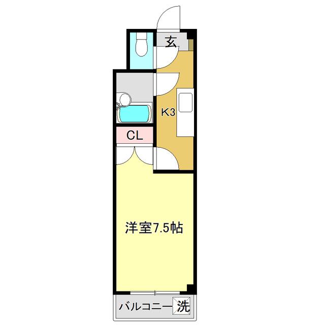 ピュアコート高須(1K/4階)の間取り写真