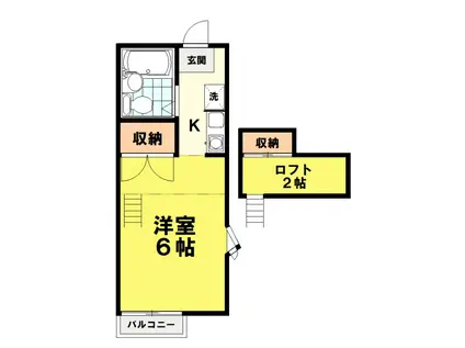 アネックス(1K/2階)の間取り写真