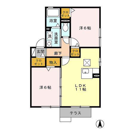 リモーネ B(2LDK/1階)の間取り写真