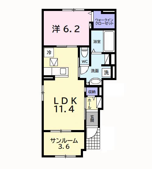 エトワール(1LDK/1階)の間取り写真