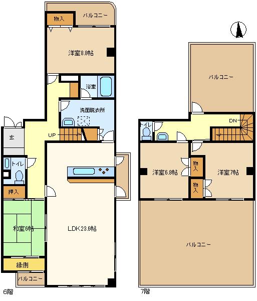 ノヴレス吉岡(4LDK/6階)の間取り写真