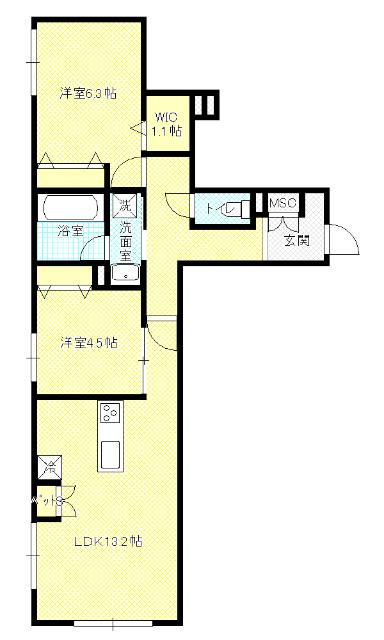 CASA CLAIR(2LDK/1階)の間取り写真