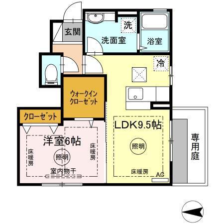 ベル・パエーゼ・青木(1LDK/1階)の間取り写真