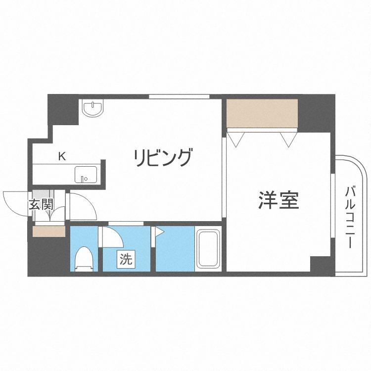 コスモレジェンド平岸(1DK/3階)の間取り写真