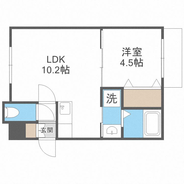 フィオラノセレッソ(1LDK/4階)の間取り写真