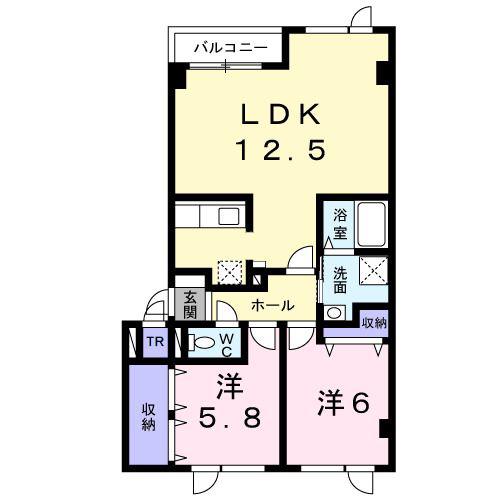 ノ-スリバ-III(2LDK/2階)の間取り写真