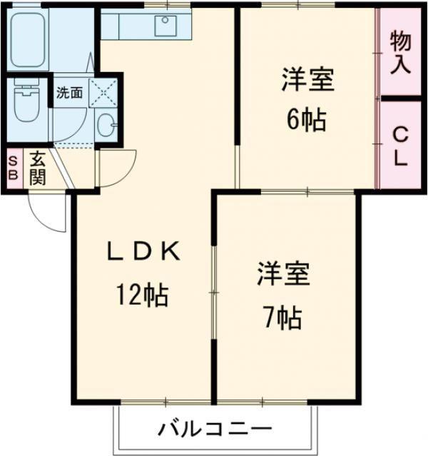セントリバーヒルズ東千代崎(2LDK/2階)の間取り写真