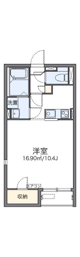 レオネクストウイング片山II(1K/1階)の間取り写真
