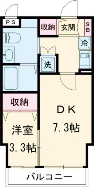 ゴールドライフマンション宇都宮(1DK/3階)の間取り写真