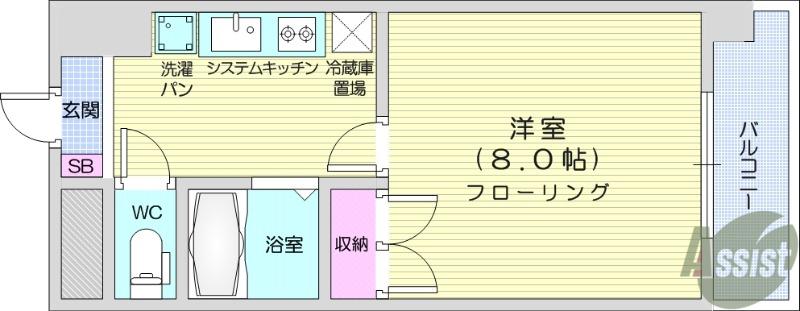 グラン・ドミール燕沢(1K/6階)の間取り写真