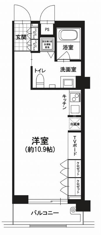 ディアクレスト西新(ワンルーム/4階)の間取り写真