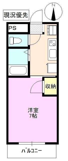 SKマンション(1K/4階)の間取り写真